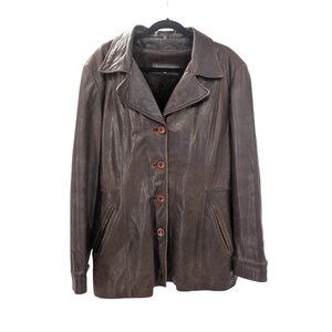 Sally & John NY Leather Jacket Womens 2XL Brown Buttery Soft Removable Liner